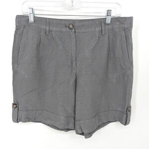 J Jill Linen Blend Shorts Women 10 Gray Cuffed Resort Coastal Neutral Casual